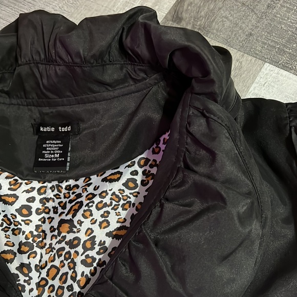 Katie Todd Black Peplum Bell Anorak Jacket Size M Windbreaker Material - Picture 3 of 8